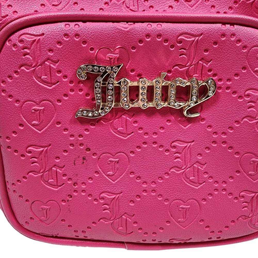 Juicy Couture Pink Embroidered Backpack Rhinestones Adjustable Straps Girly